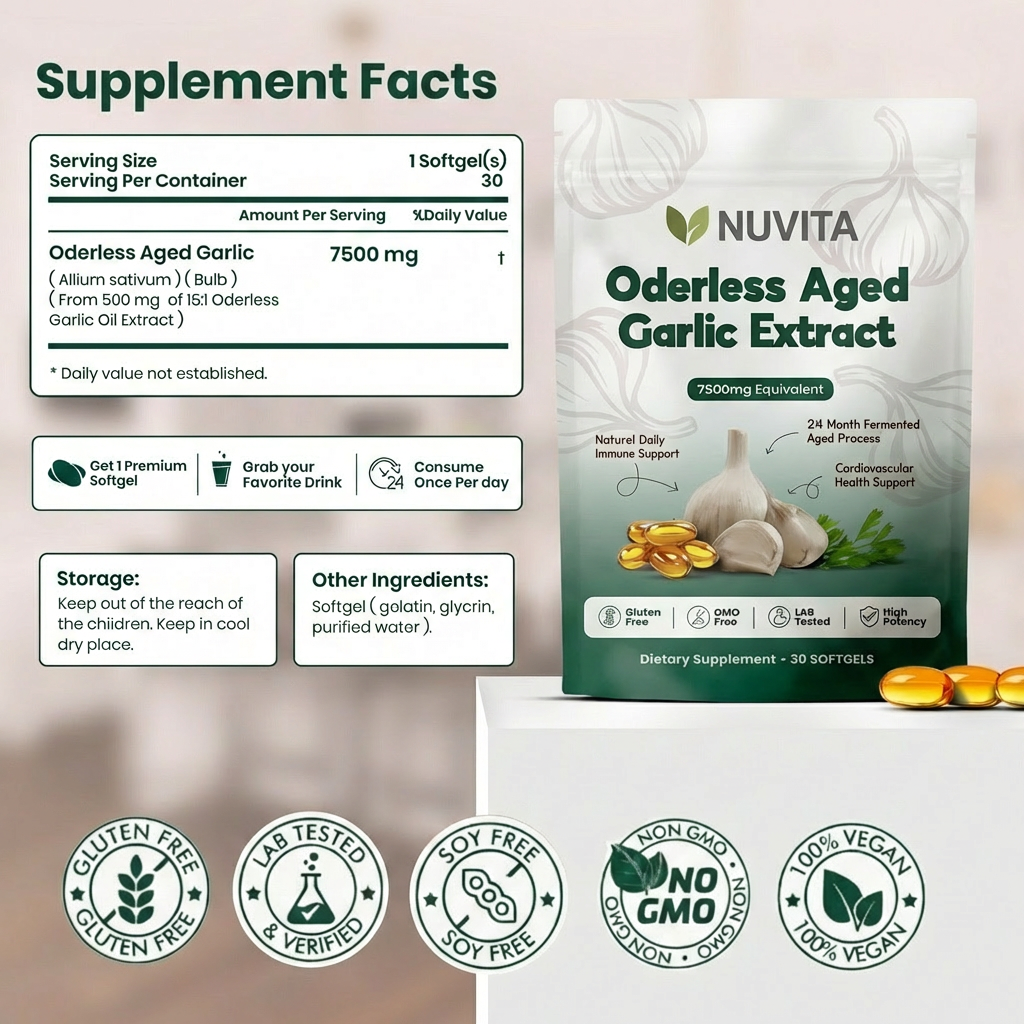 Aged Garlic Extract - 7500mg Odorless Softgels